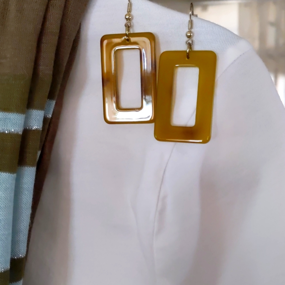 Rectangular Olive Drop Earrings